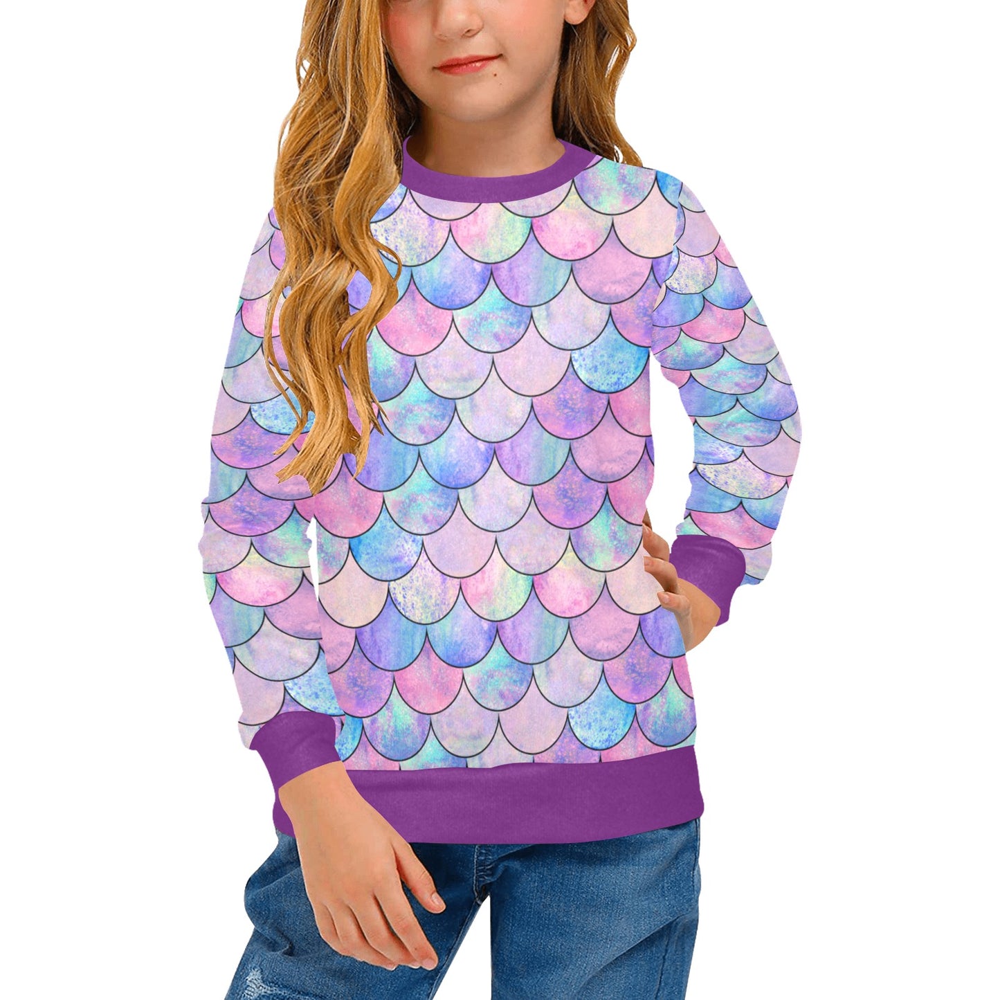 Girls' Mermaid Crew Neck Top (H49)