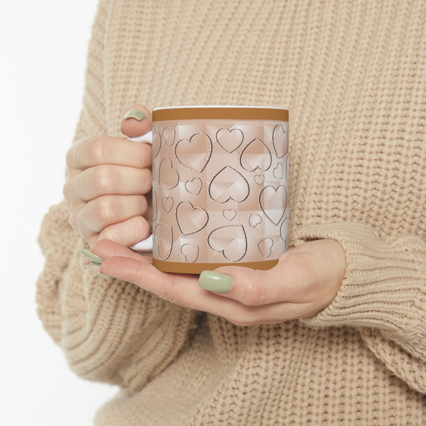 Brown Buffalo Hearts Ceramic Mug 11oz
