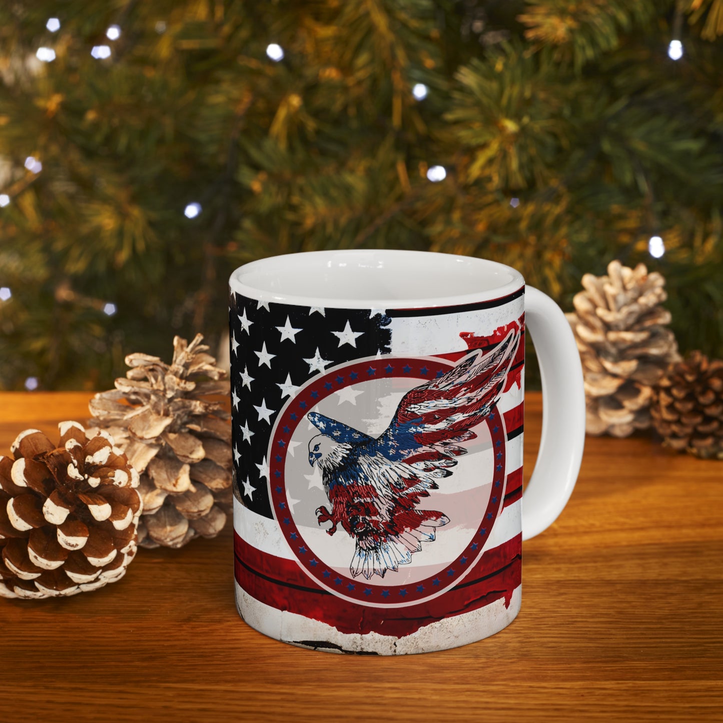 American Eagle and Flag Ceramic Mug 11oz