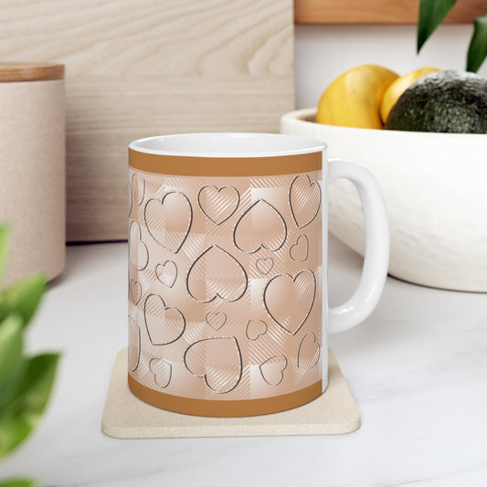 Brown Buffalo Hearts Ceramic Mug 11oz