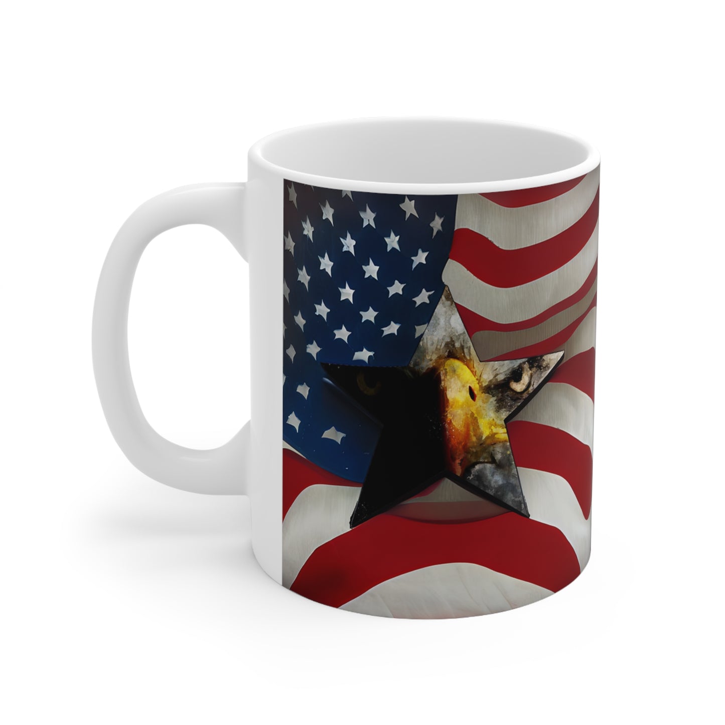 American Flag and Eagle Star Ceramic Mug 11oz
