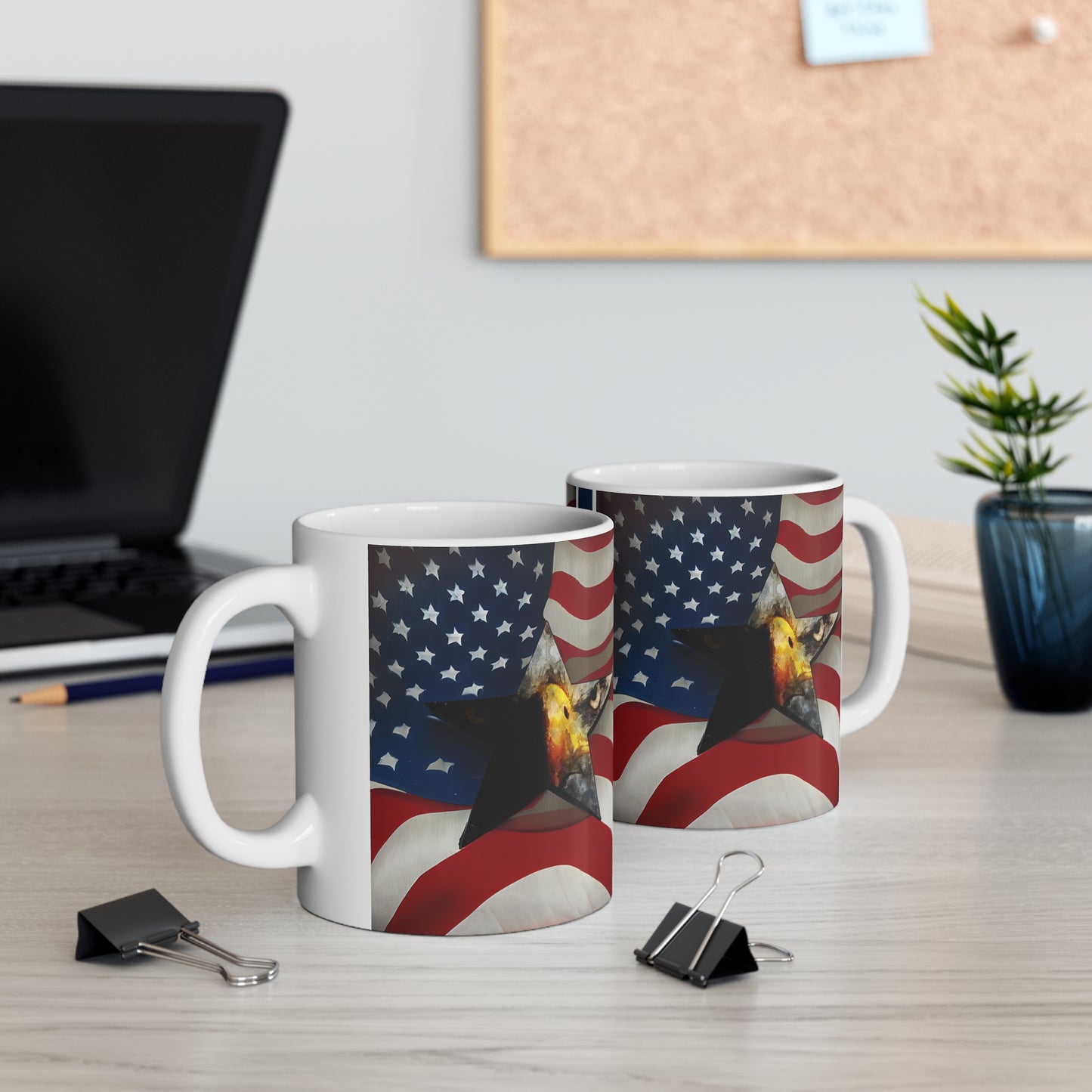 American Flag and Eagle Star Ceramic Mug 11oz