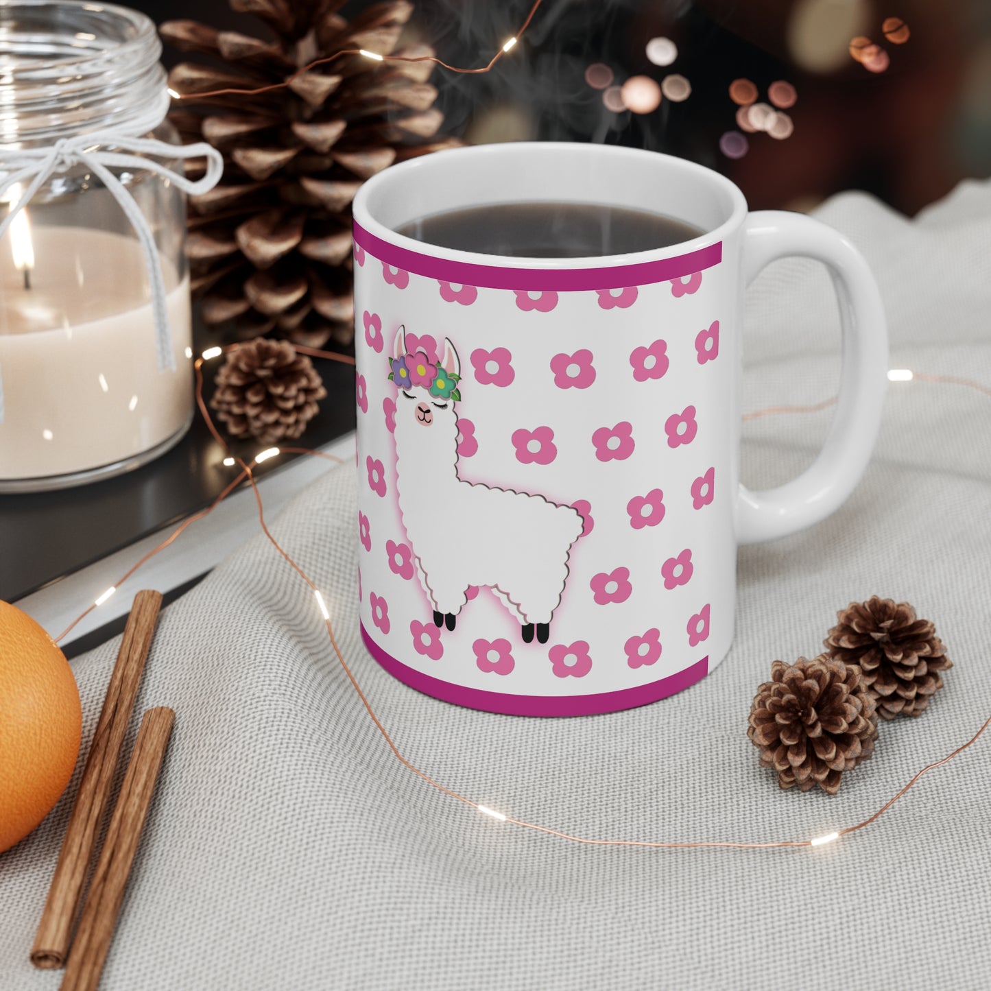 Floral Llama Ceramic Mug 11oz