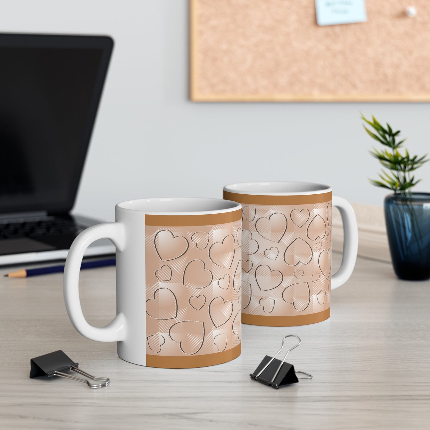 Brown Buffalo Hearts Ceramic Mug 11oz