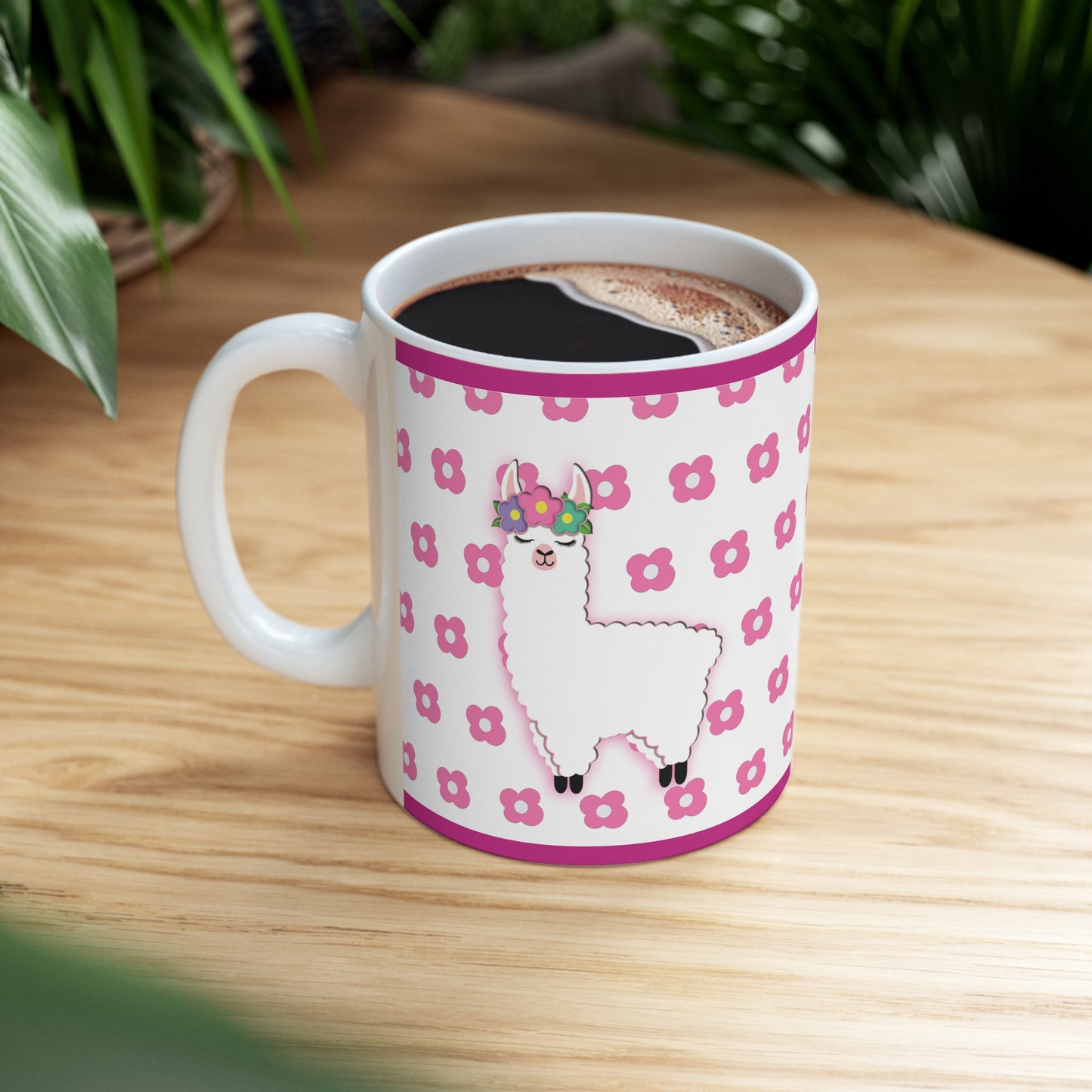Floral Llama Ceramic Mug 11oz