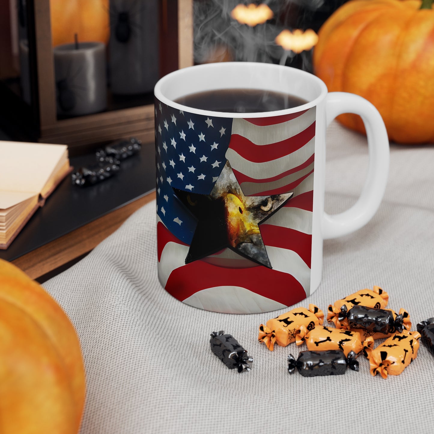 American Flag and Eagle Star Ceramic Mug 11oz