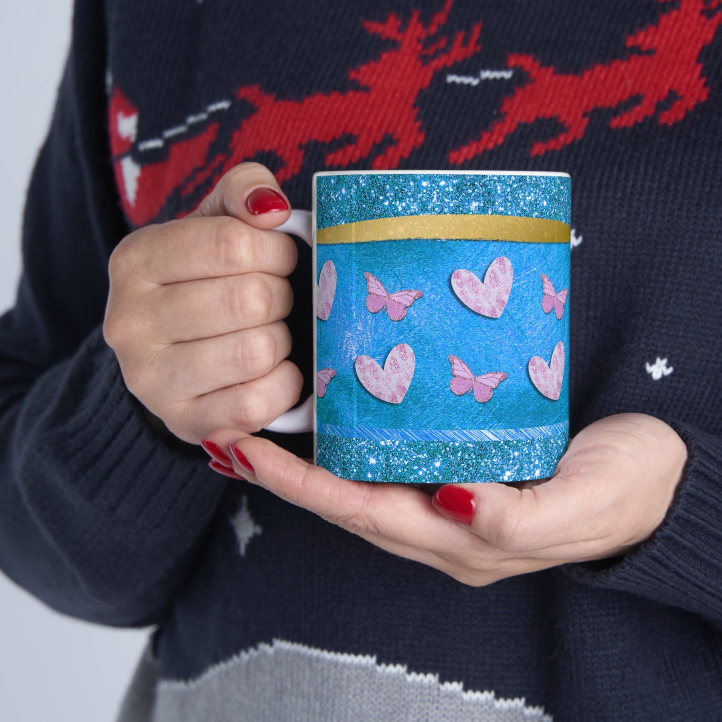 Hearts and Butterflies Ceramic Mug 11oz