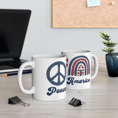 Peace Love America Ceramic Mug 11oz