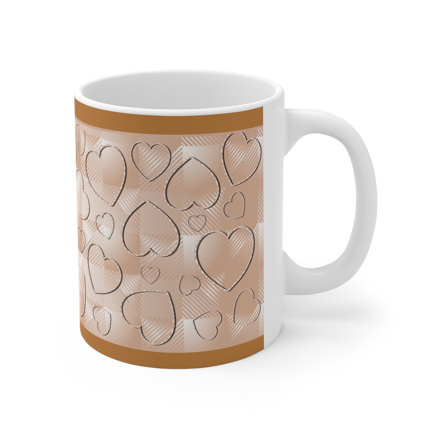Brown Buffalo Hearts Ceramic Mug 11oz