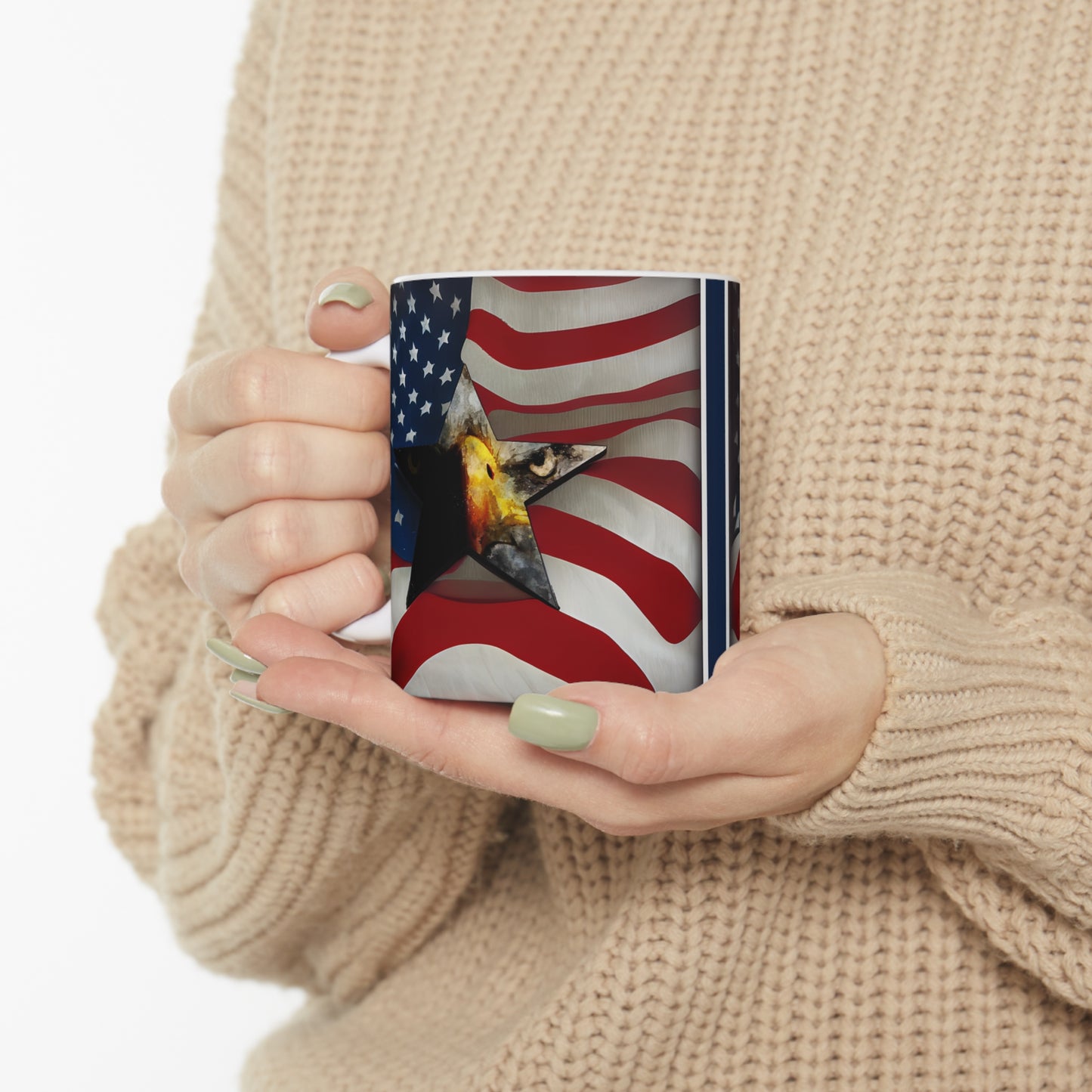 American Flag and Eagle Star Ceramic Mug 11oz