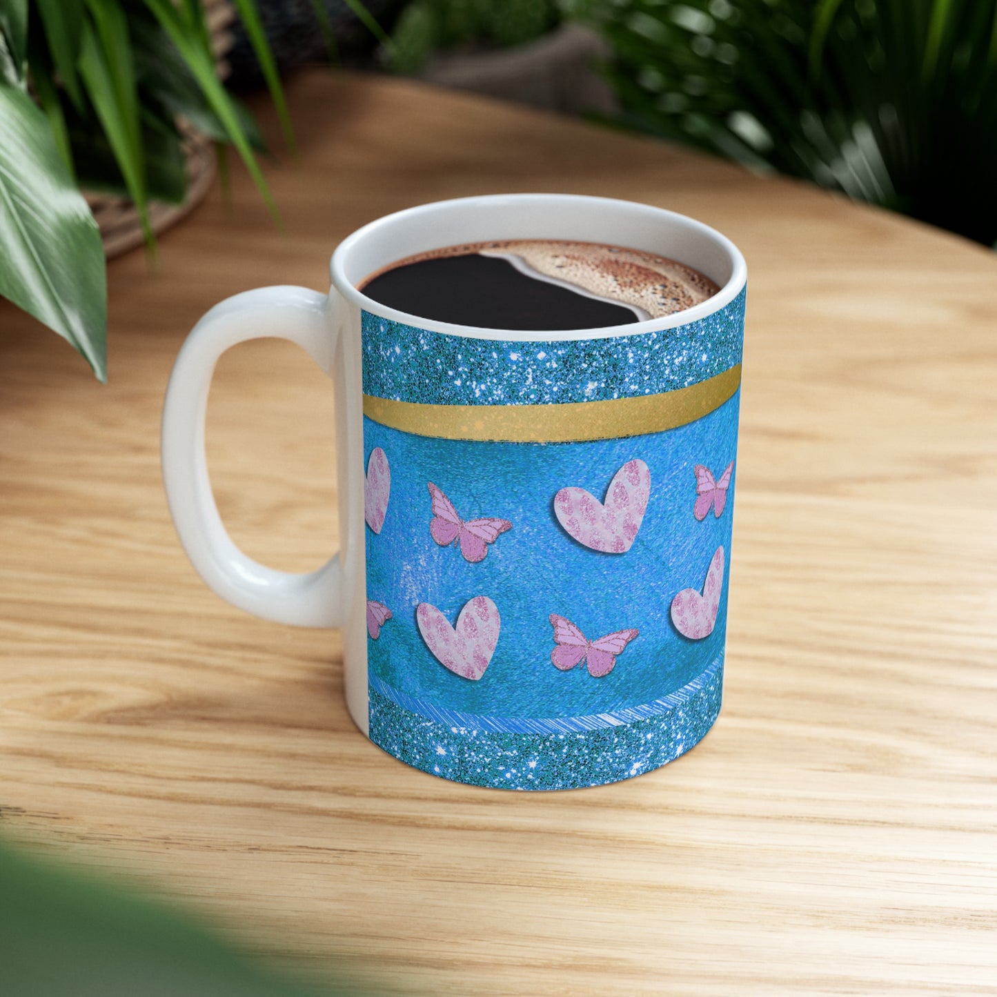 Hearts and Butterflies Ceramic Mug 11oz
