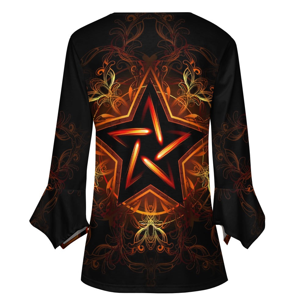 Pentagram Ruffled Petal Sleeve Top