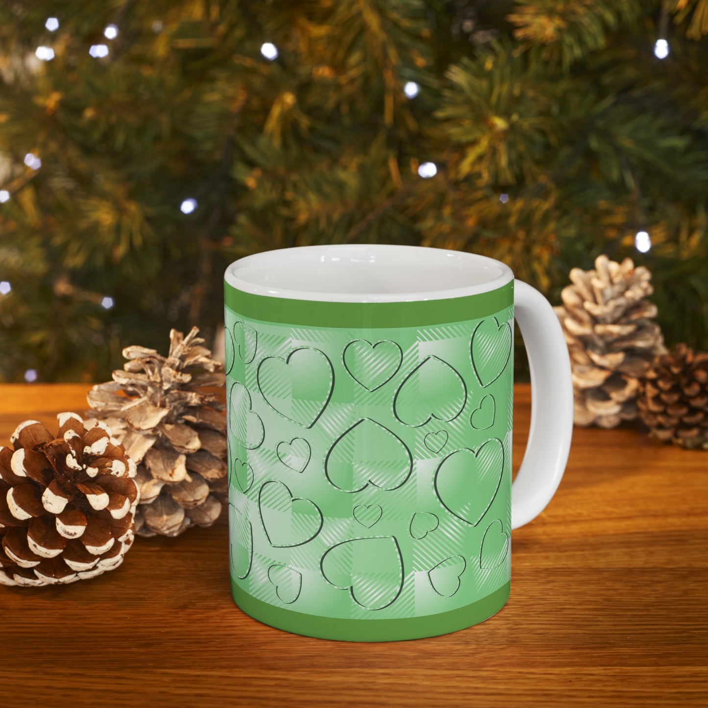 Green Buffalo Hearts Ceramic Mug 11oz