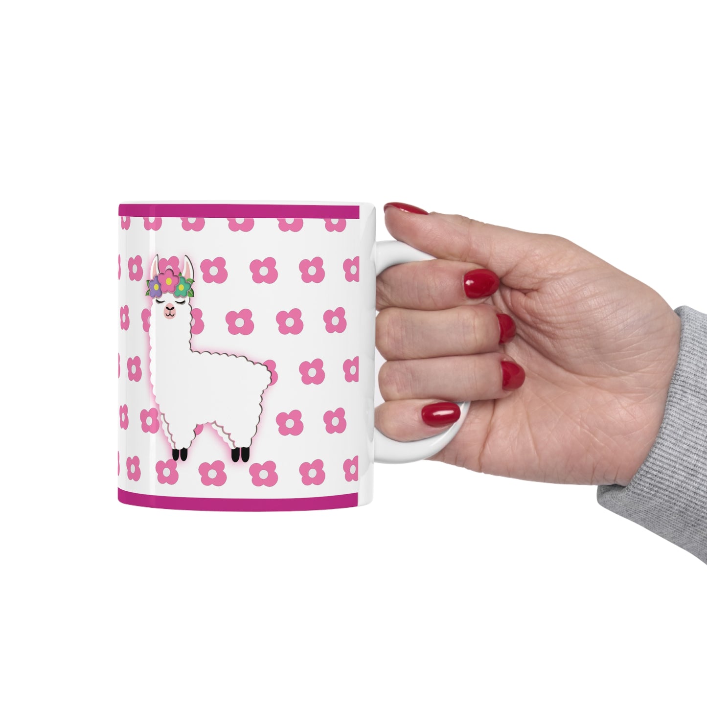 Floral Llama Ceramic Mug 11oz