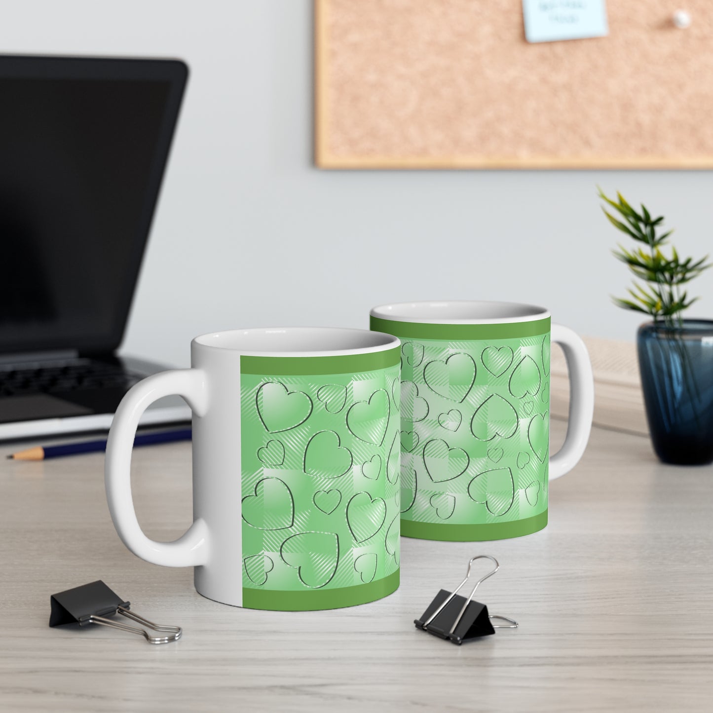 Green Buffalo Hearts Ceramic Mug 11oz