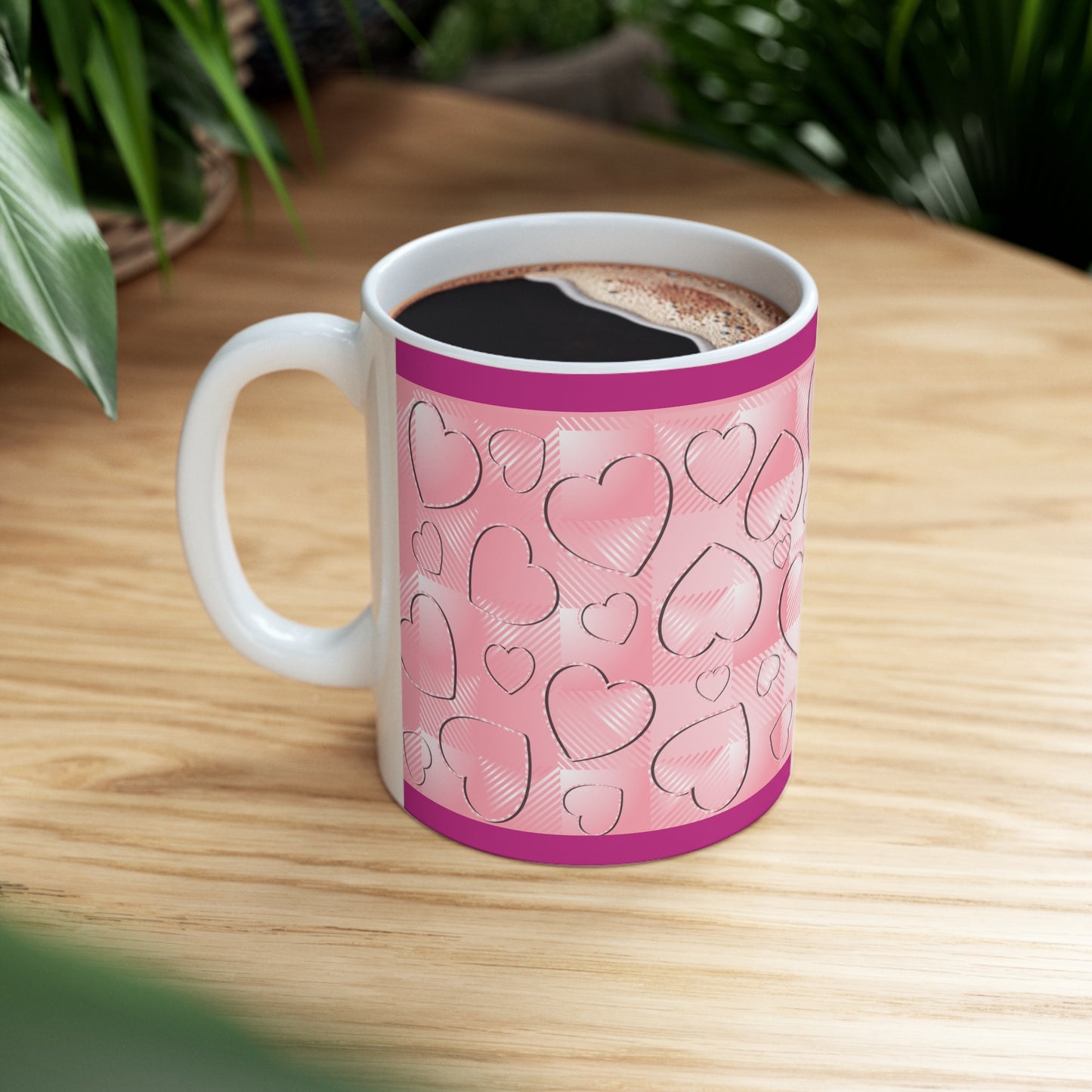 Pink Buffalo Plaid Ceramic Mug 11oz