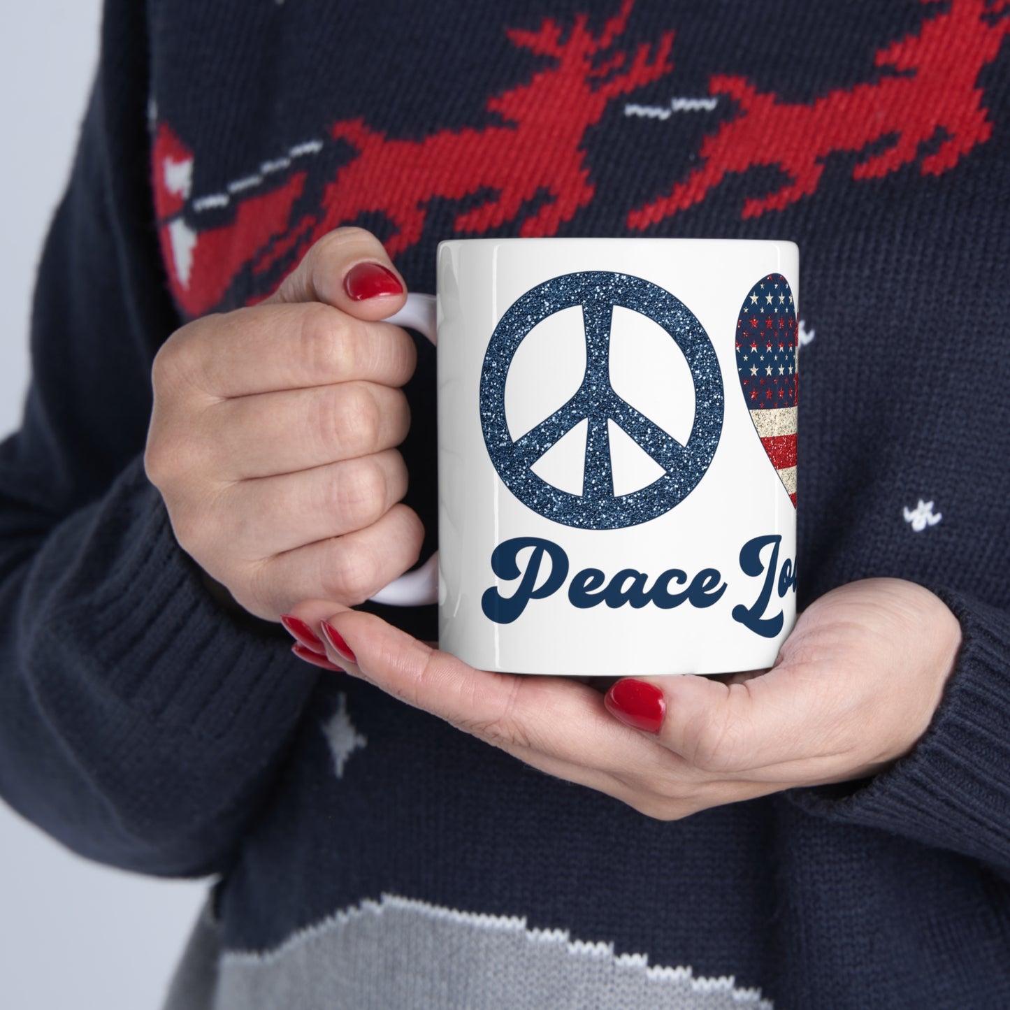 Peace Love America Ceramic Mug 11oz