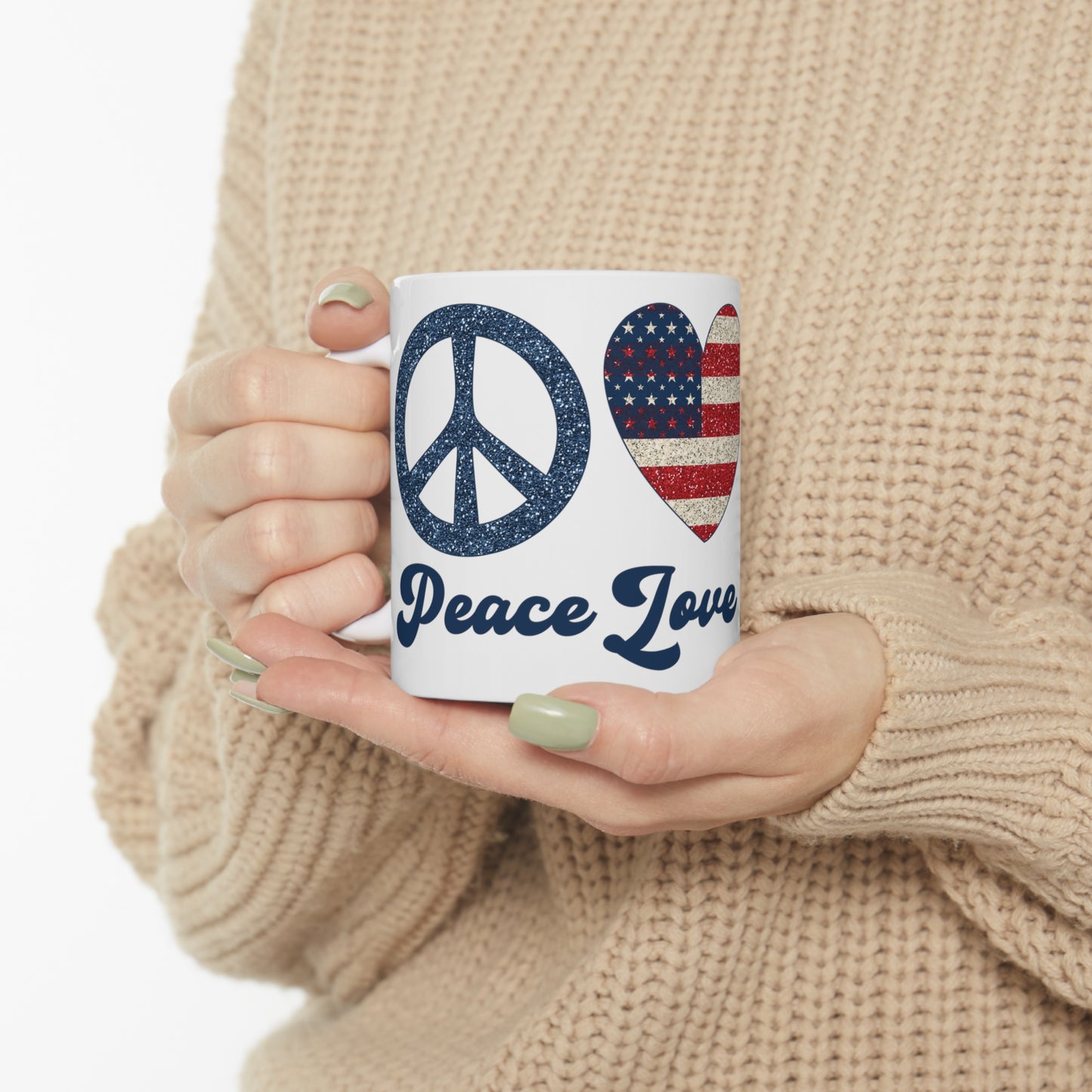 Peace Love America Ceramic Mug 11oz