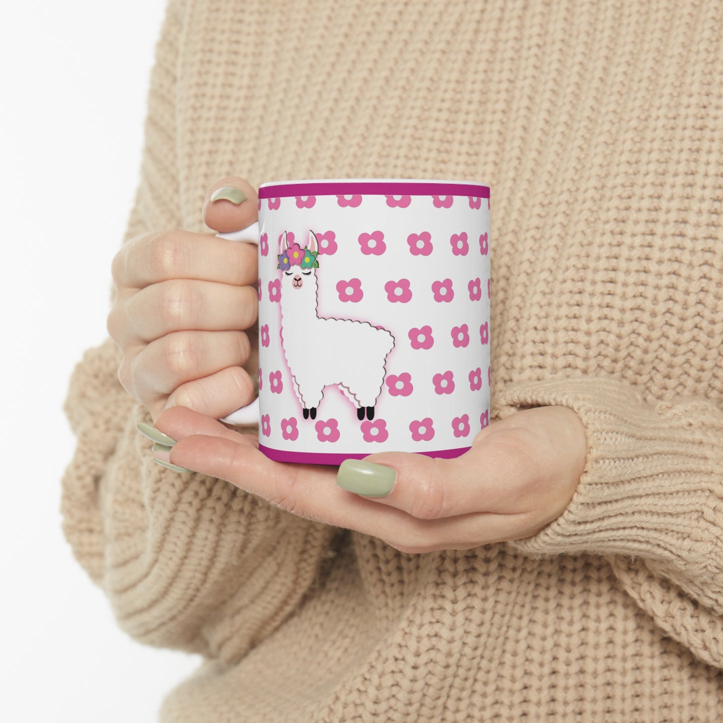 Floral Llama Ceramic Mug 11oz