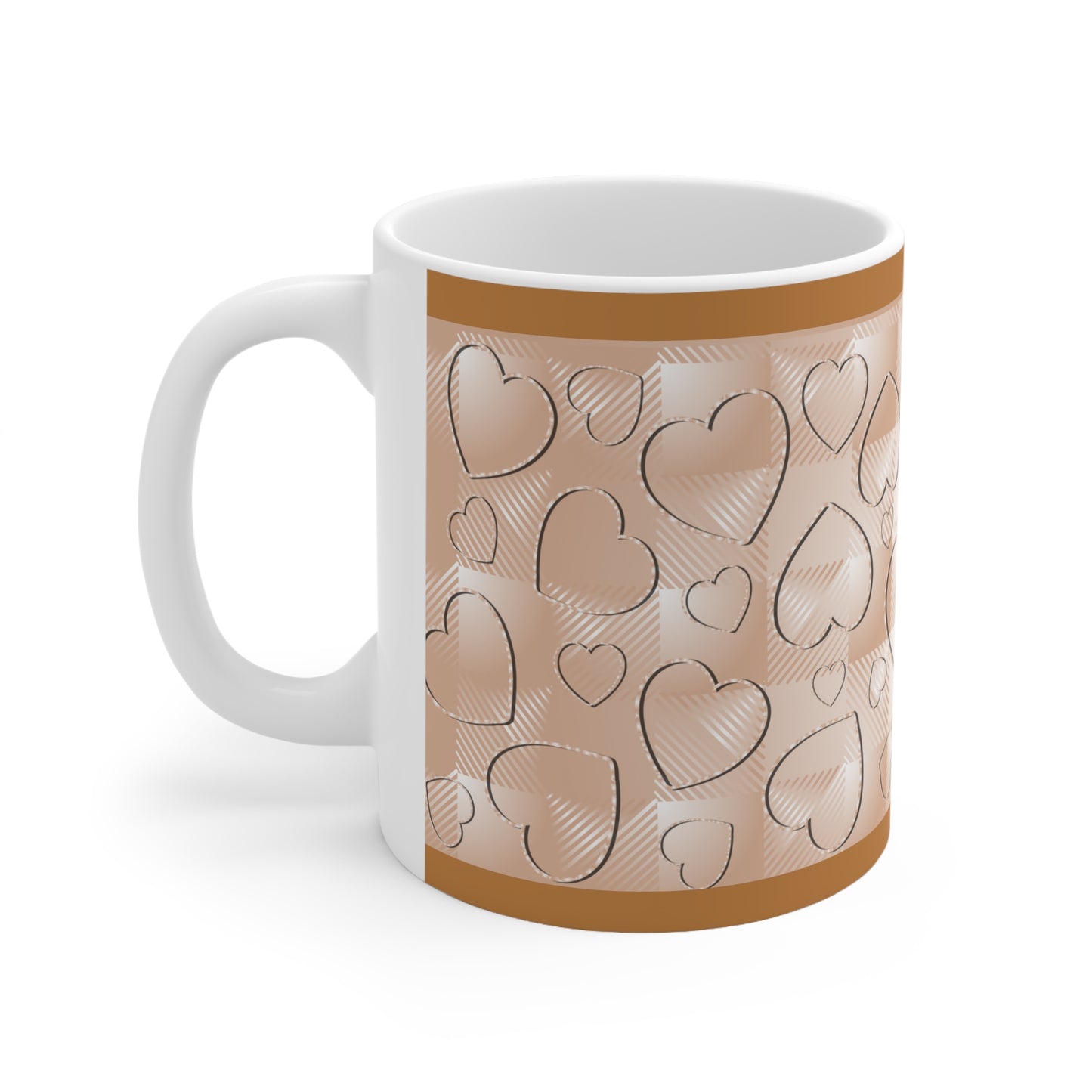 Brown Buffalo Hearts Ceramic Mug 11oz