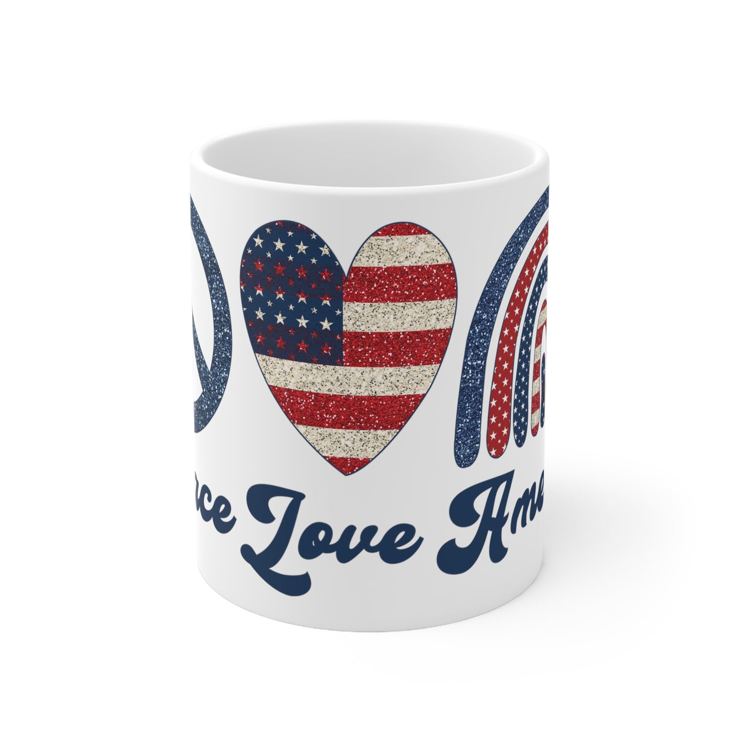 Peace Love America Ceramic Mug 11oz