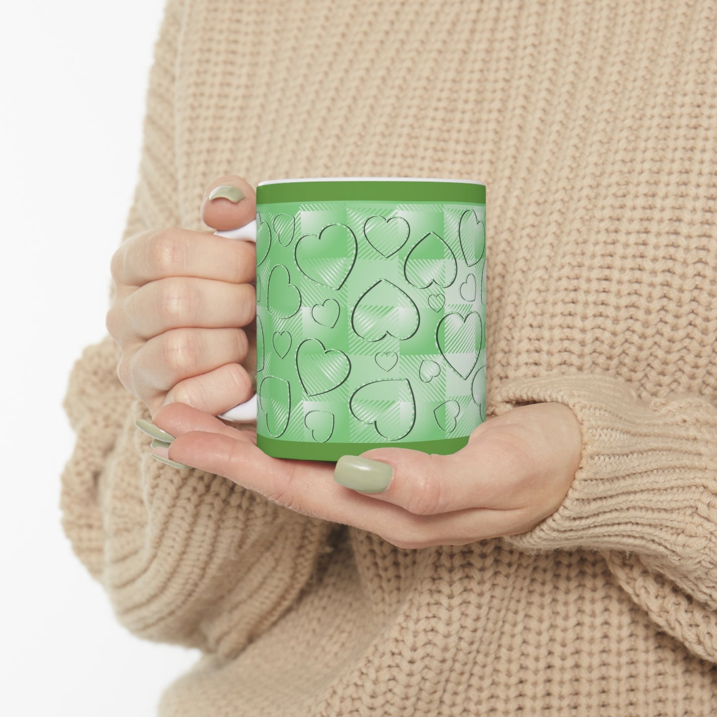 Green Buffalo Hearts Ceramic Mug 11oz