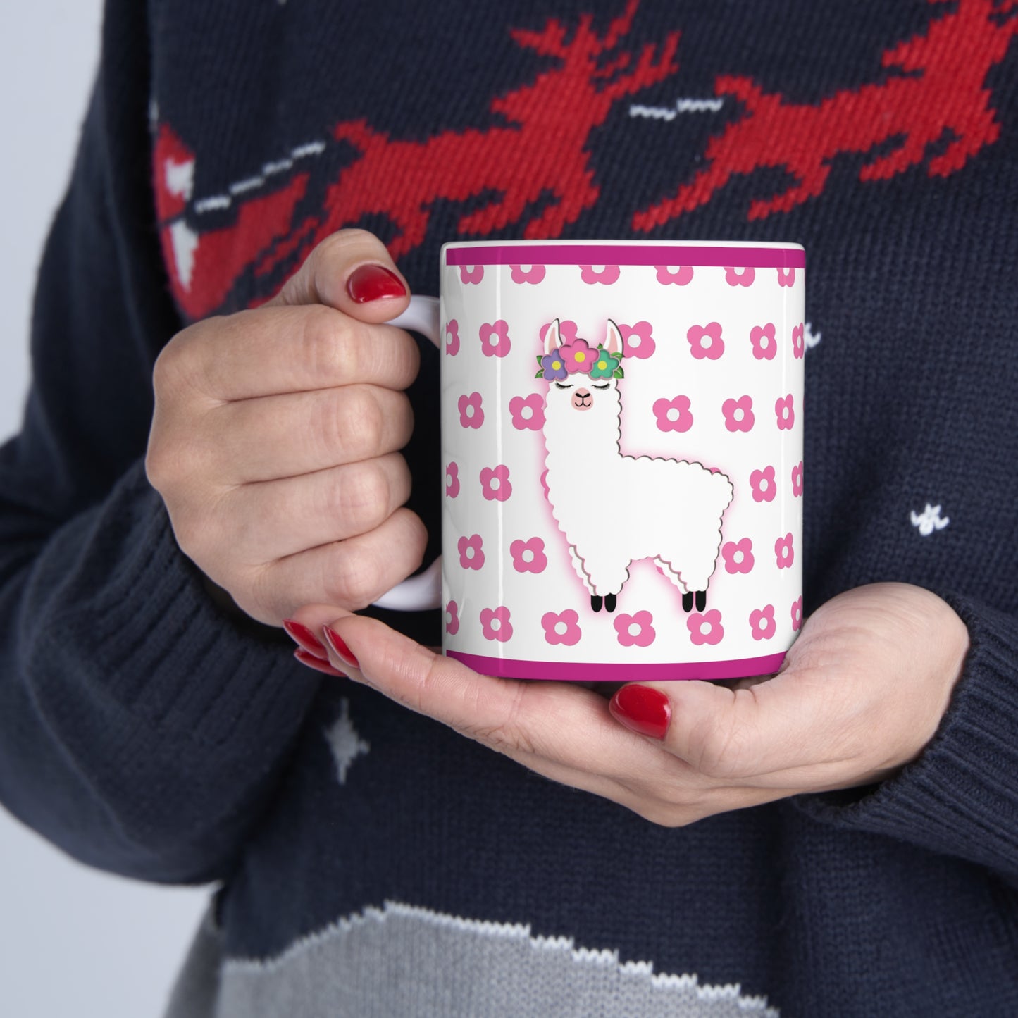 Floral Llama Ceramic Mug 11oz