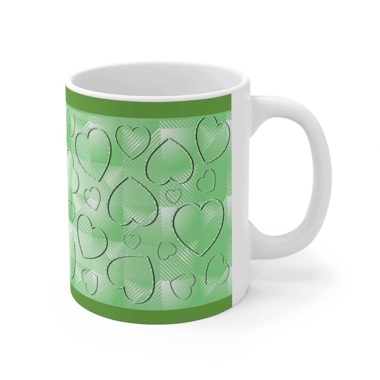 Green Buffalo Hearts Ceramic Mug 11oz