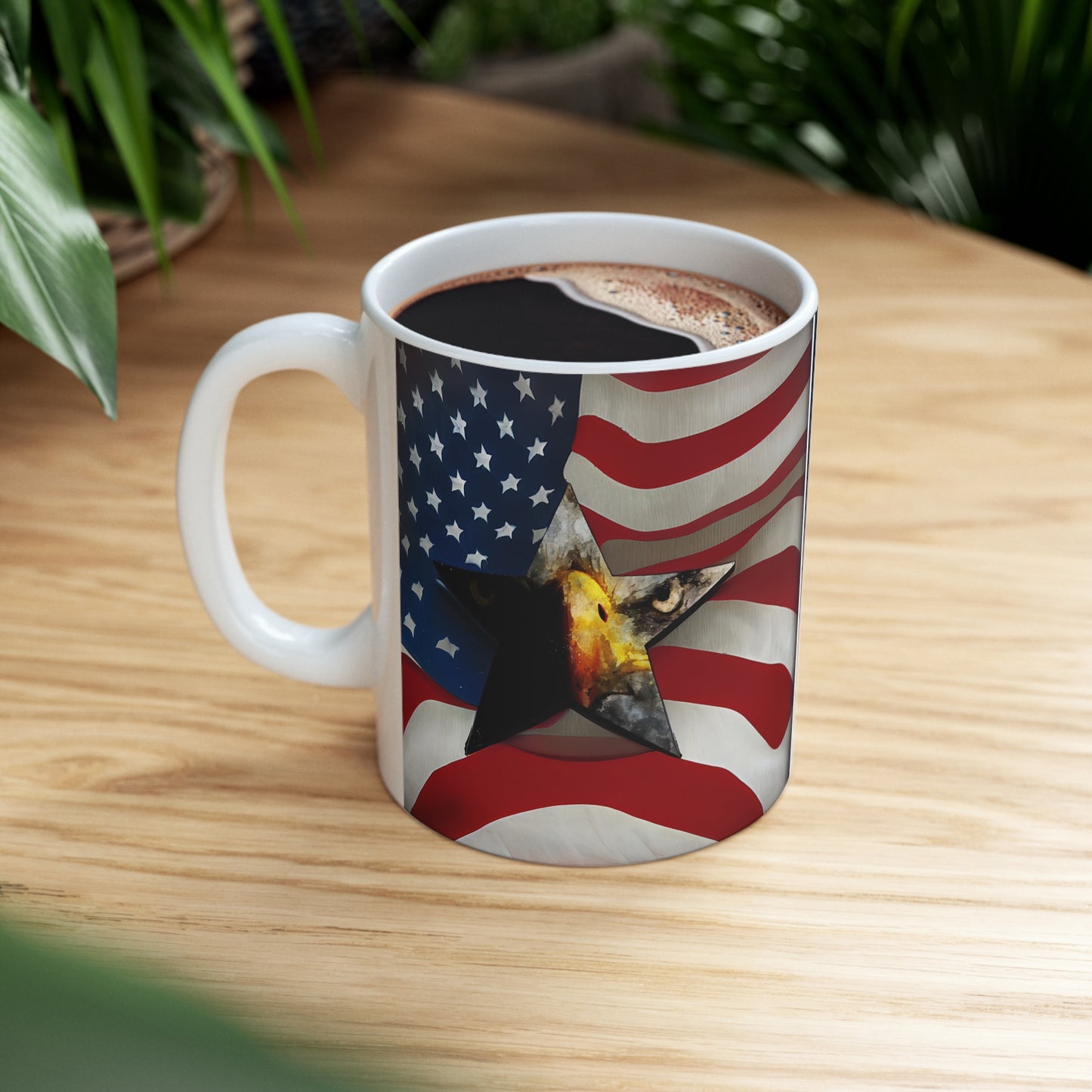 American Flag and Eagle Star Ceramic Mug 11oz