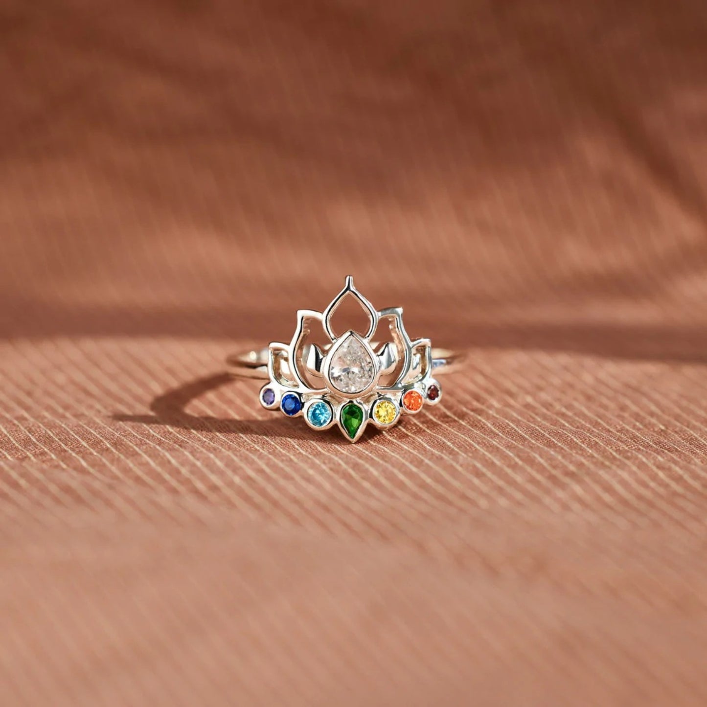 Lotus Shape 925 Sterling Silver Inlaid Zircon Ring