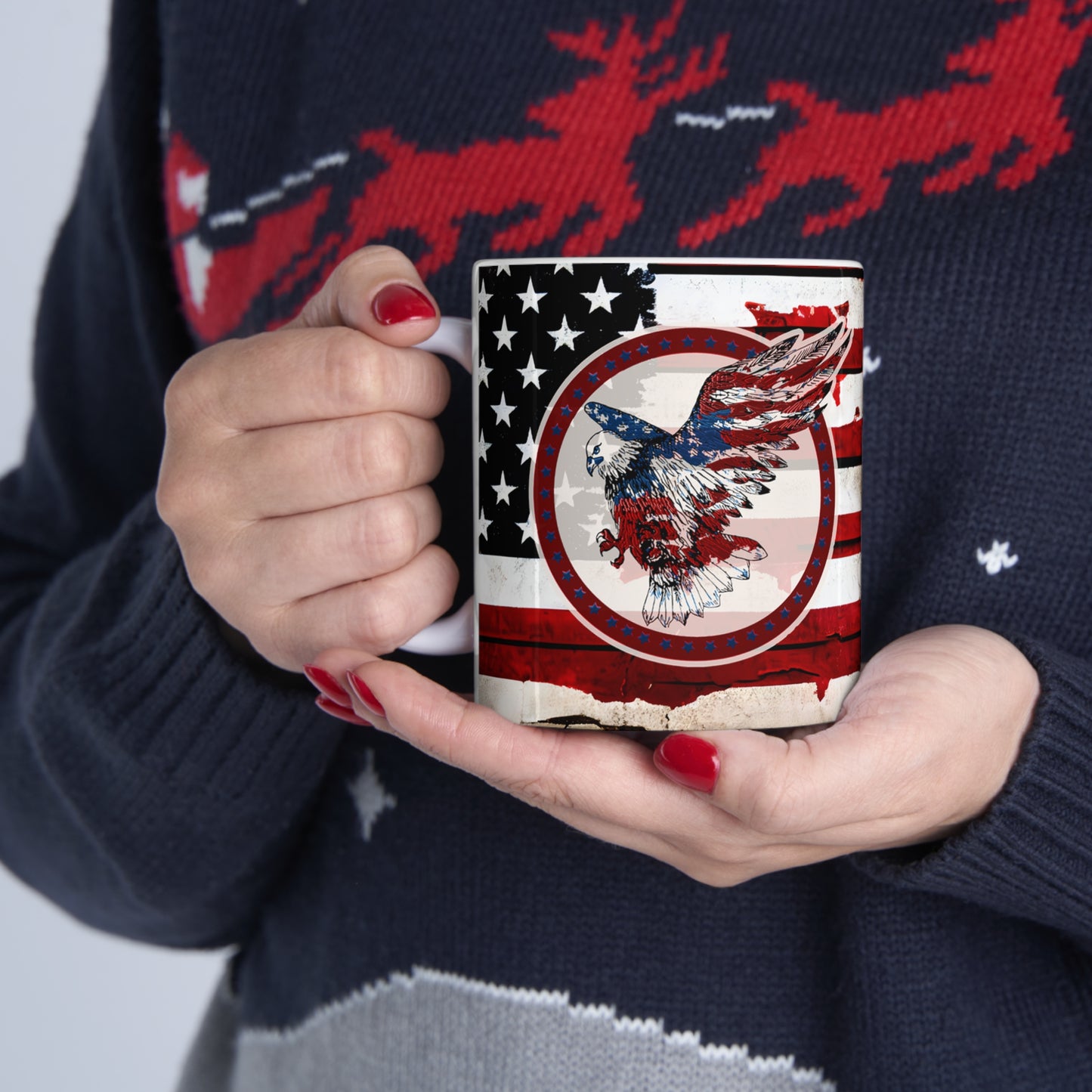 American Eagle and Flag Ceramic Mug 11oz