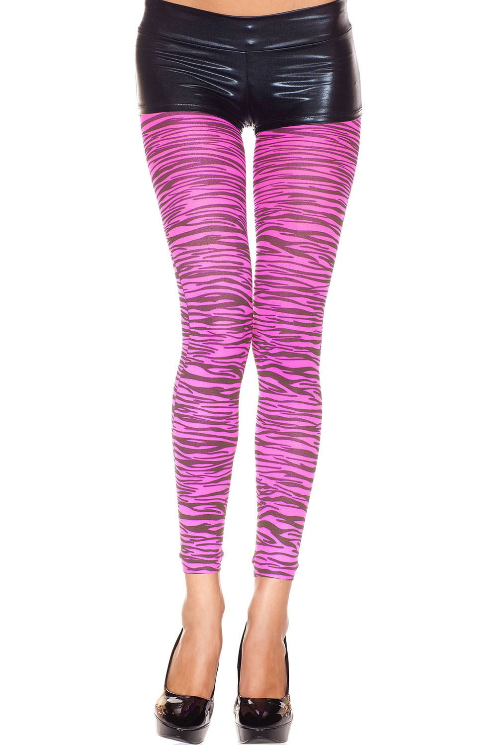 Hot Pink Zebra Print Opaque Leggings