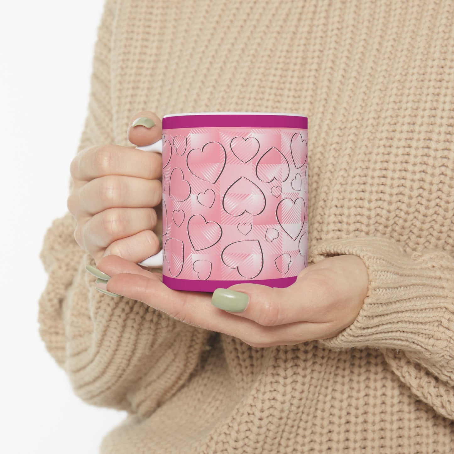 Pink Buffalo Plaid Ceramic Mug 11oz