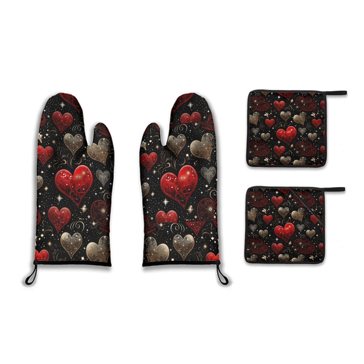 Heart Pattern Pot Holder Set
