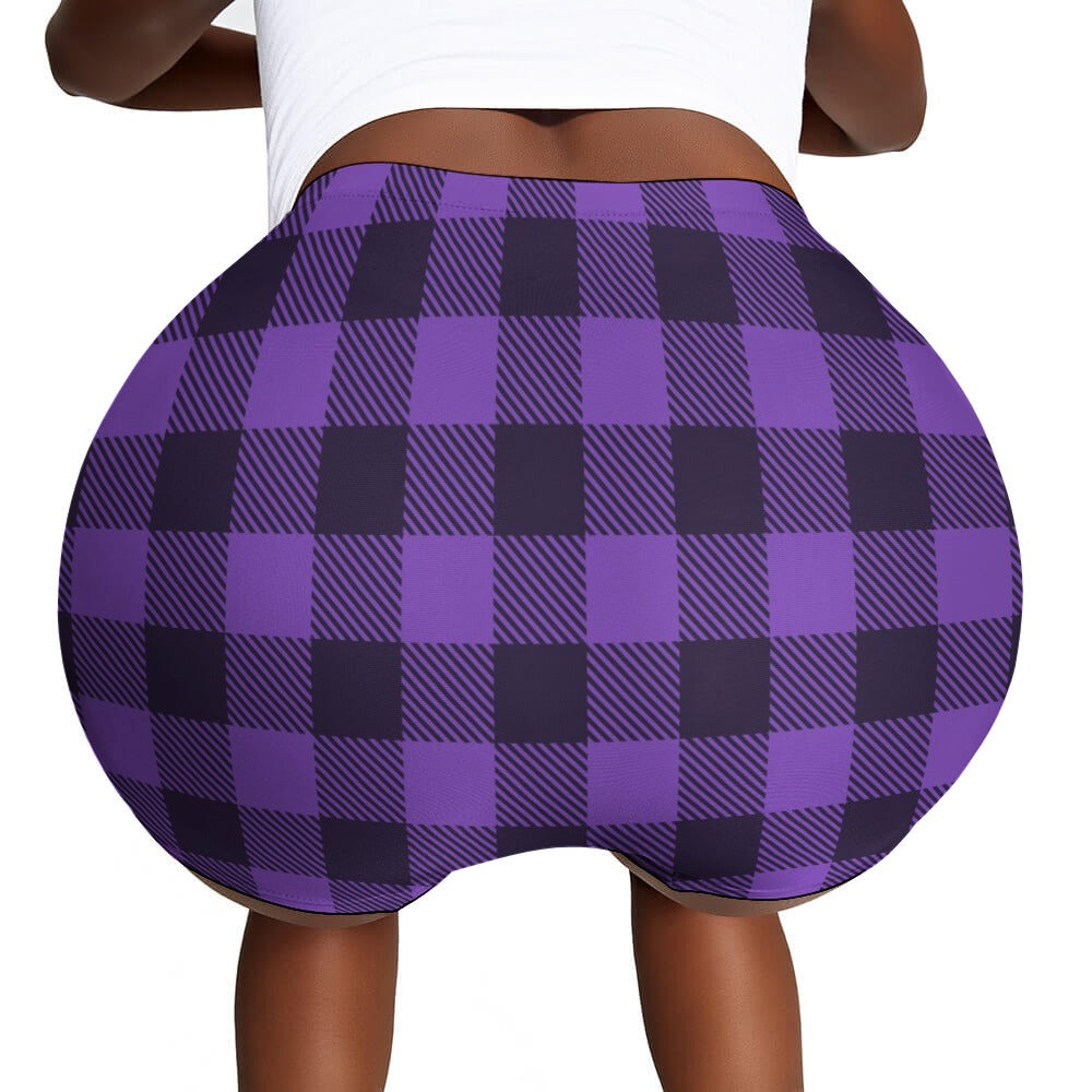 Purple Plaid Ladies Shorts