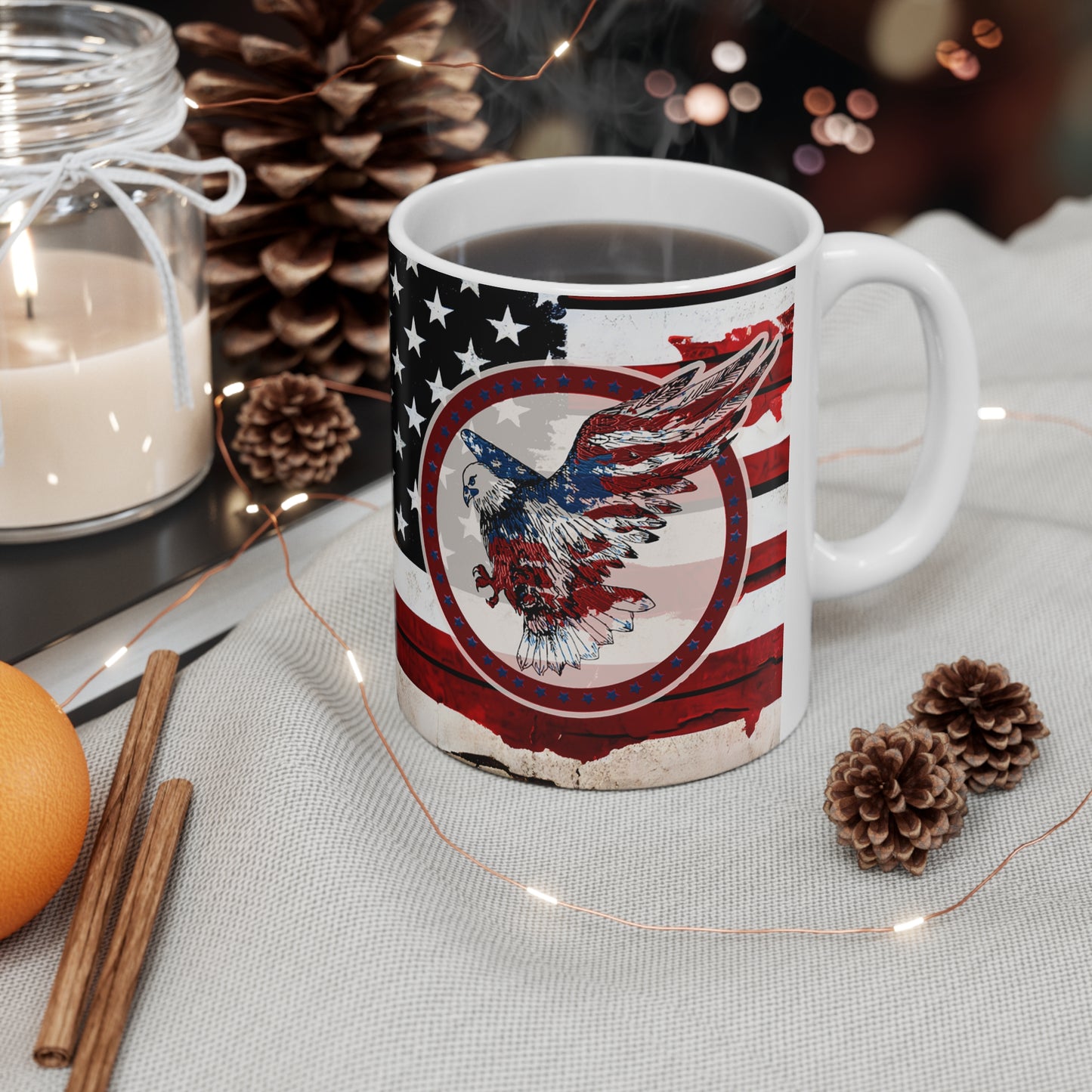 American Eagle and Flag Ceramic Mug 11oz