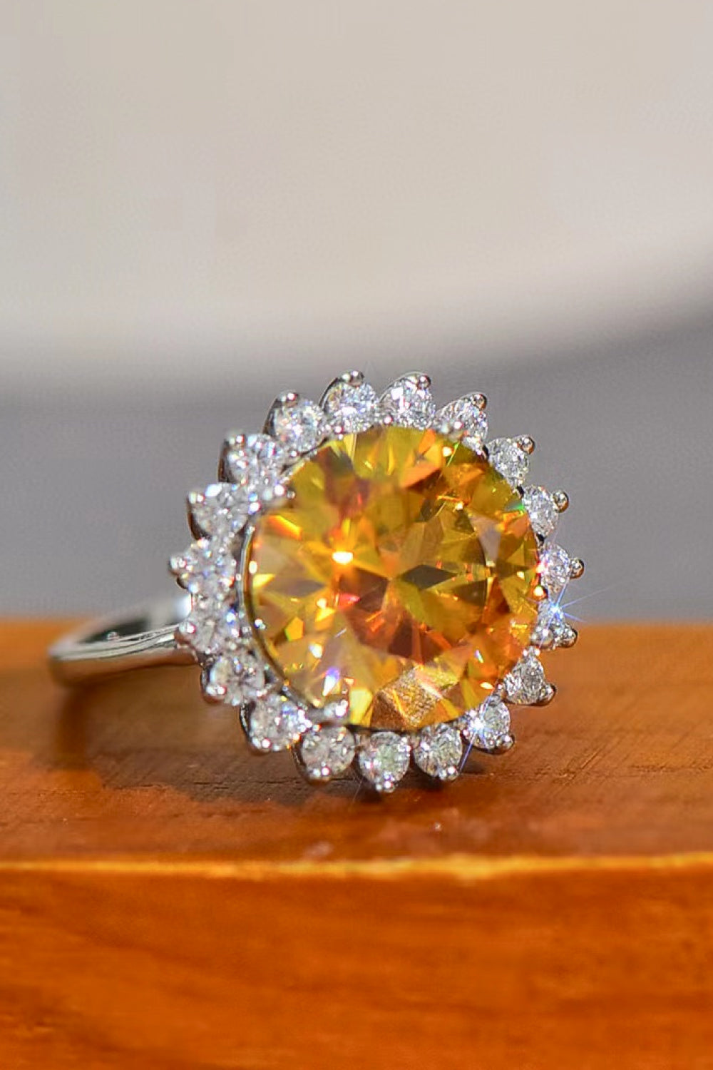 Sunflower 925 Sterling Silver 2 Carat Moissanite Ring