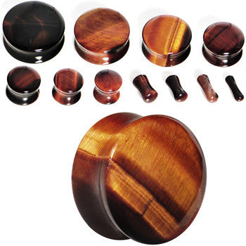 2G Red Tiger Eye Natural Stone Plug