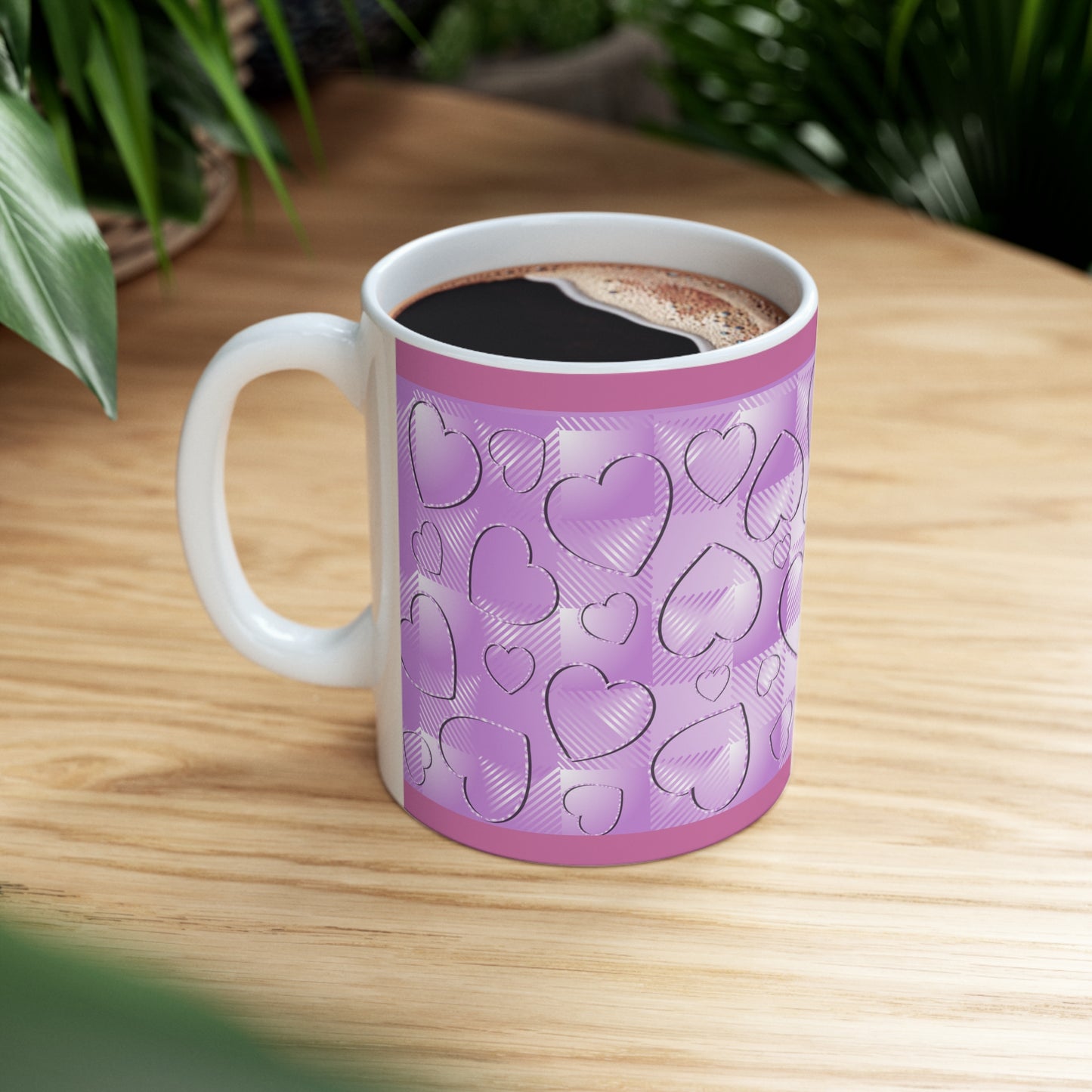 Purple Buffalo Hearts Ceramic Mug 11oz