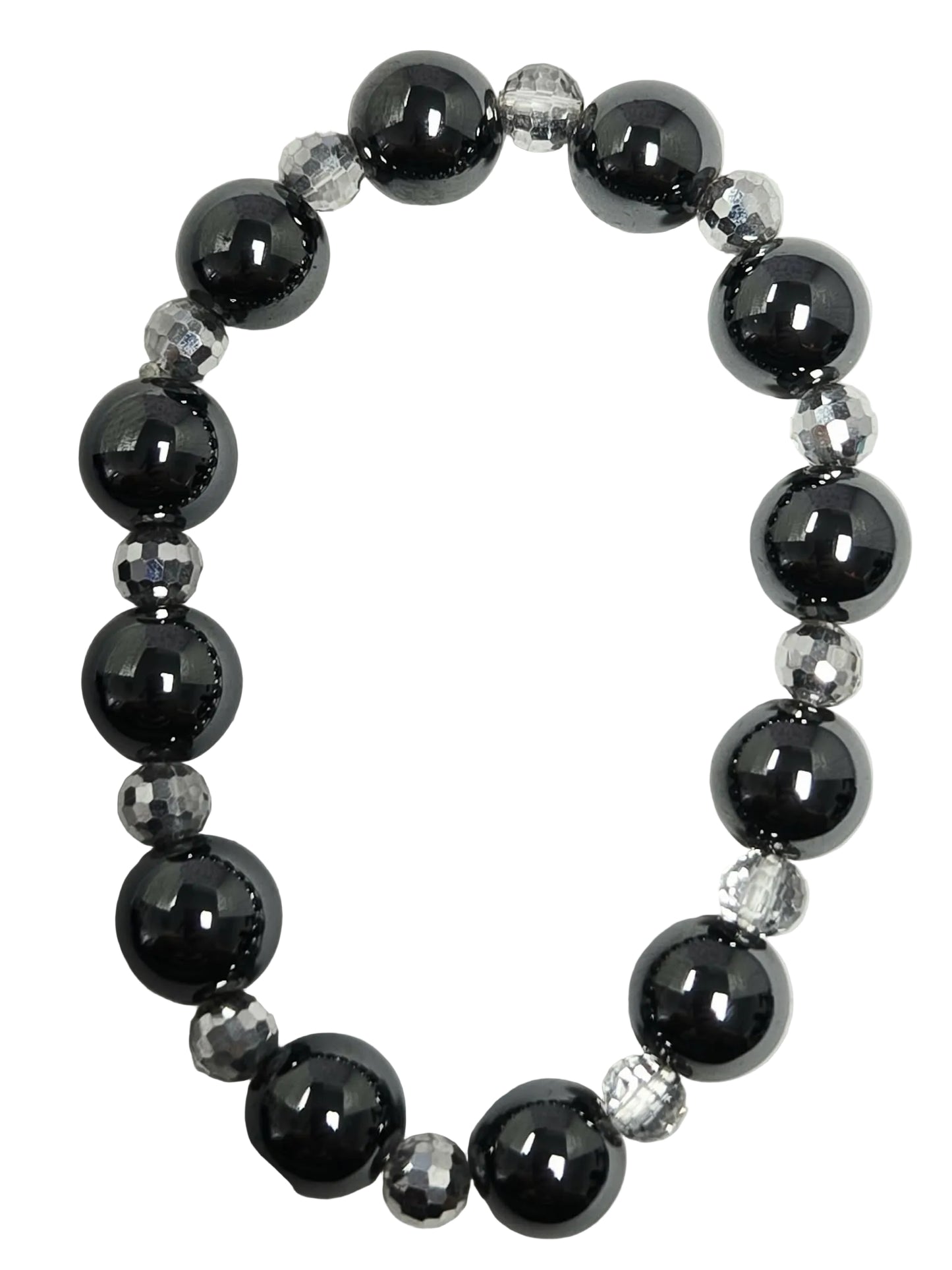 Hematite with Silver Beads Bracelet