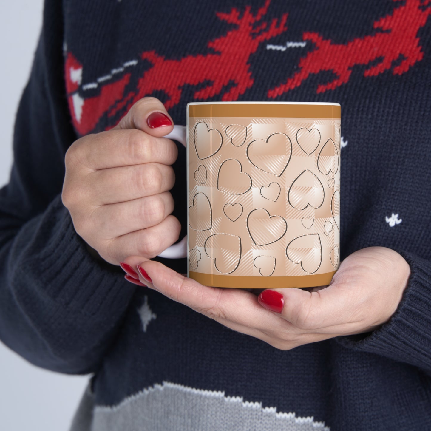 Brown Buffalo Hearts Ceramic Mug 11oz