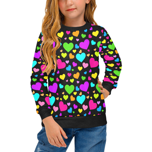 Girls' Colorful Hearts Crew Neck Top (H49)