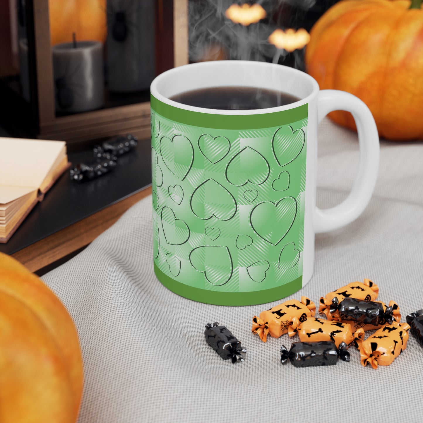 Green Buffalo Hearts Ceramic Mug 11oz