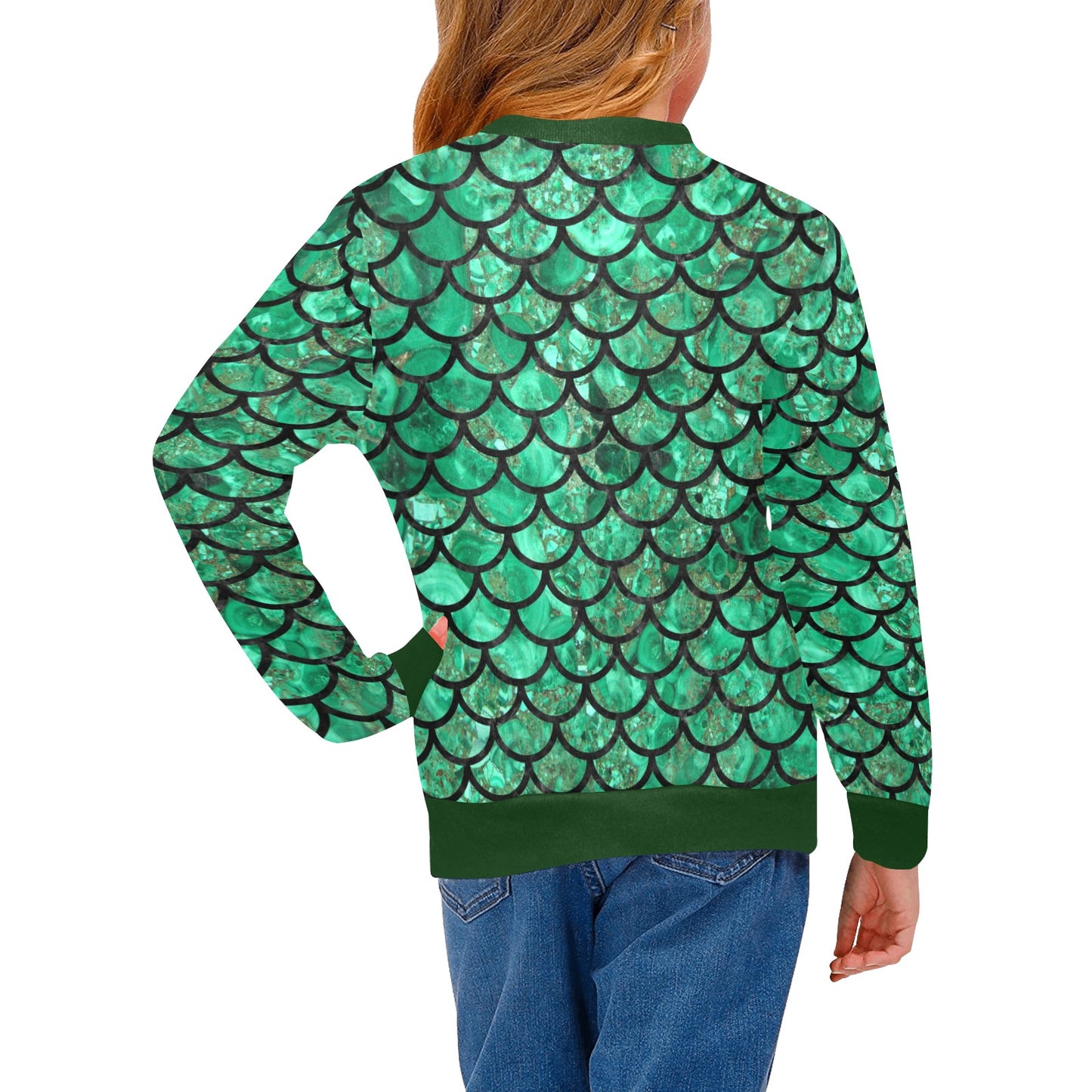 Girls' Mermaid Green Crew Neck Top (H49)