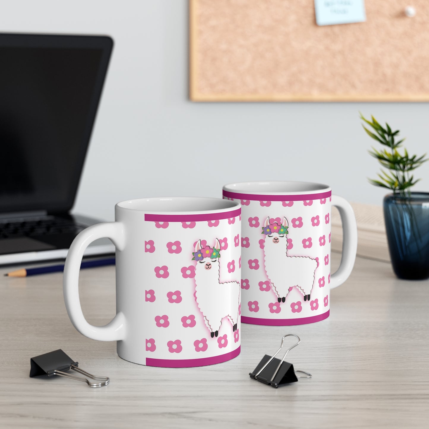 Floral Llama Ceramic Mug 11oz