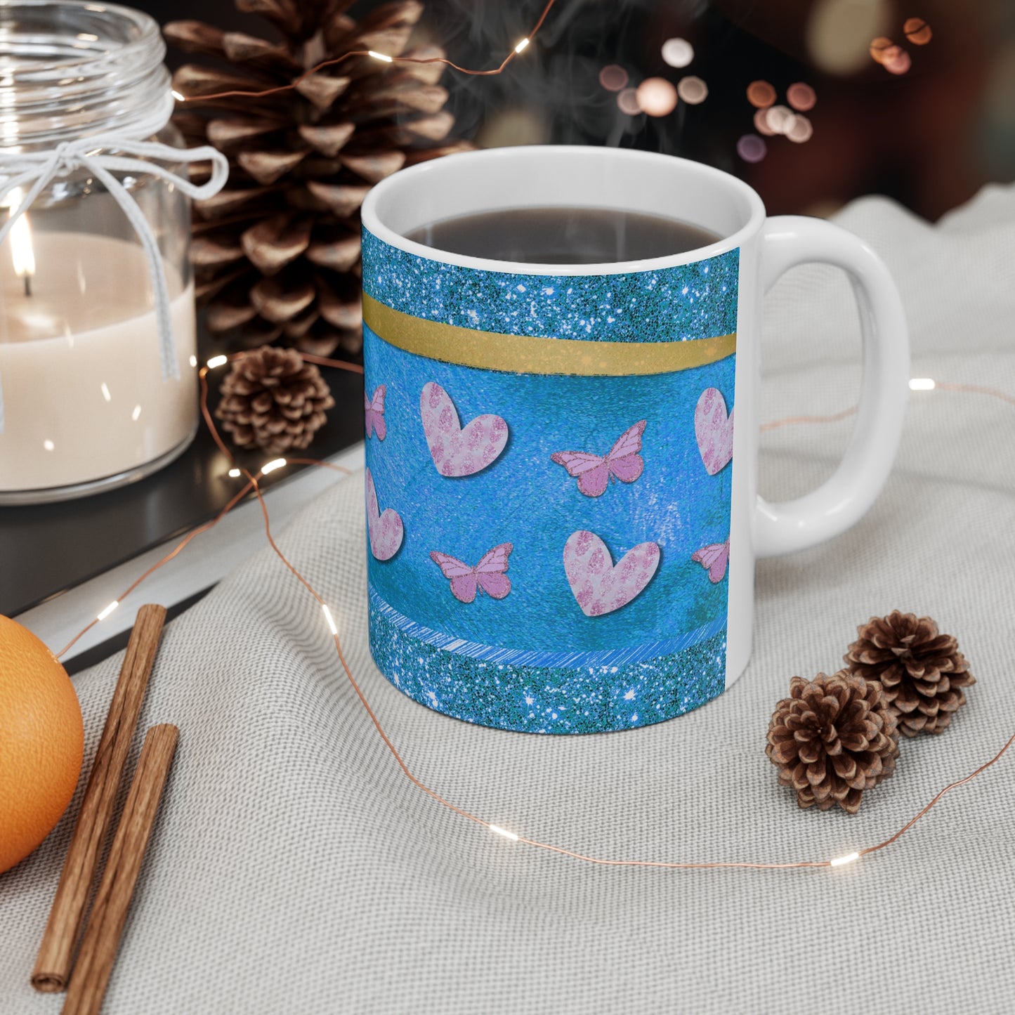 Hearts and Butterflies Ceramic Mug 11oz