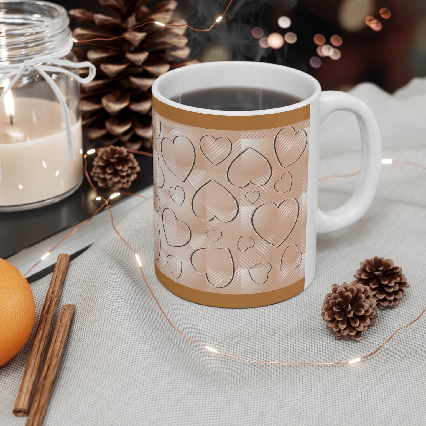 Brown Buffalo Hearts Ceramic Mug 11oz
