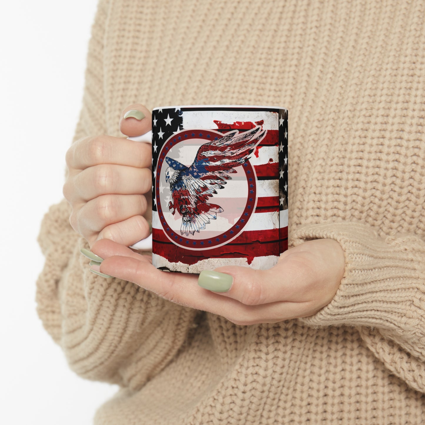 American Eagle and Flag Ceramic Mug 11oz