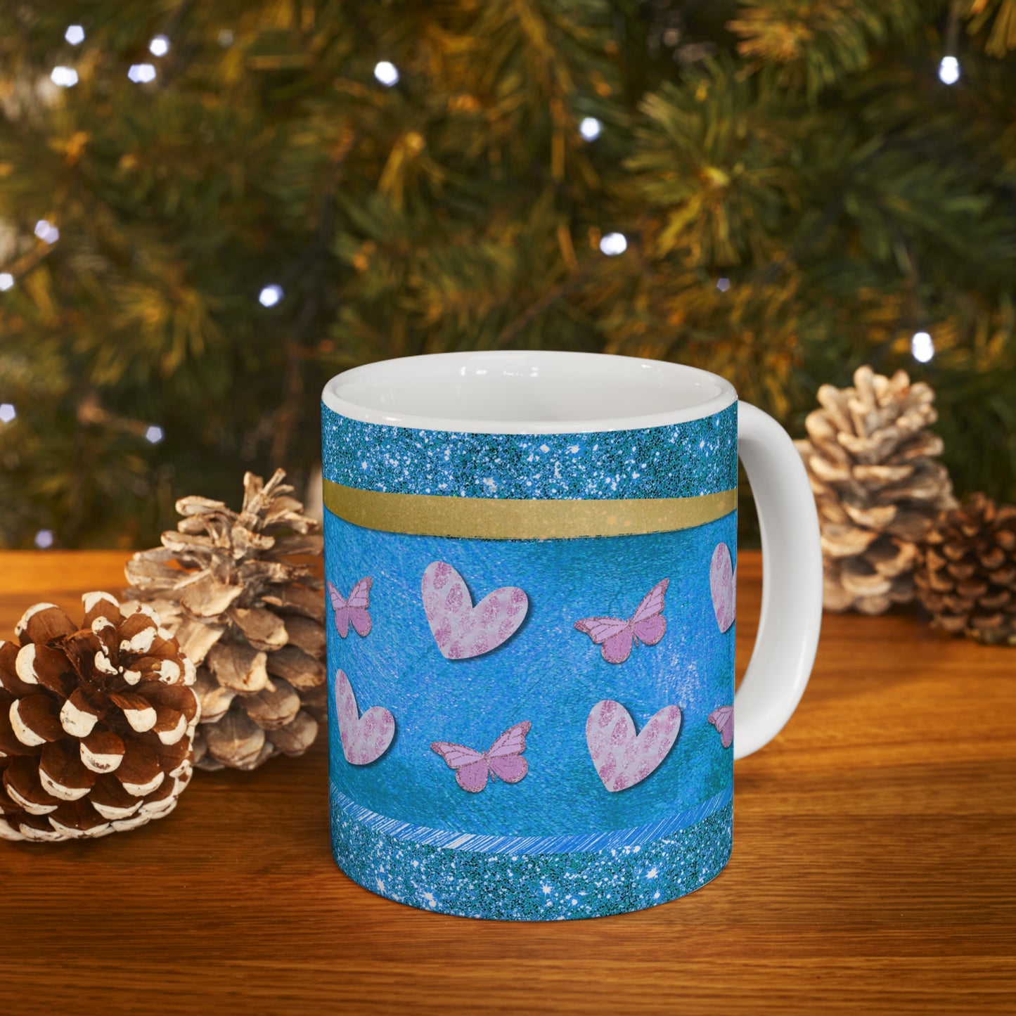 Hearts and Butterflies Ceramic Mug 11oz