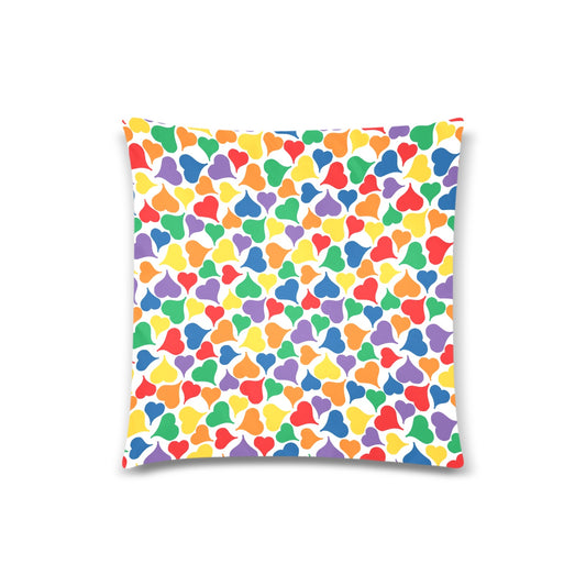 Colorful Hearts Throw Pillow Cover